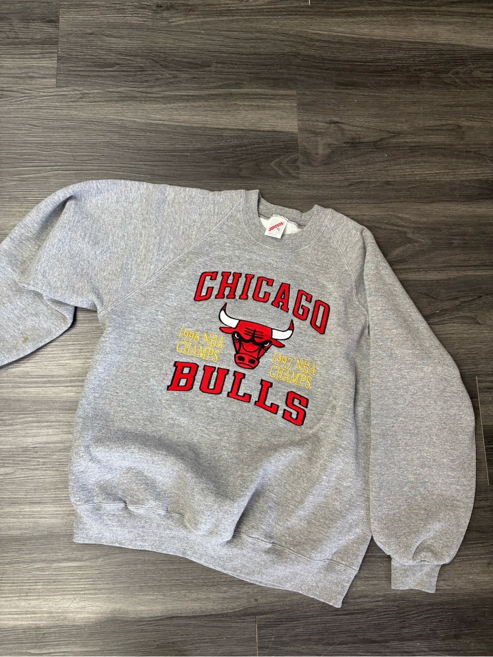 Vintage  Chicago Bulls 96-97 back to back Champions Crewneck Jerzees tag XL